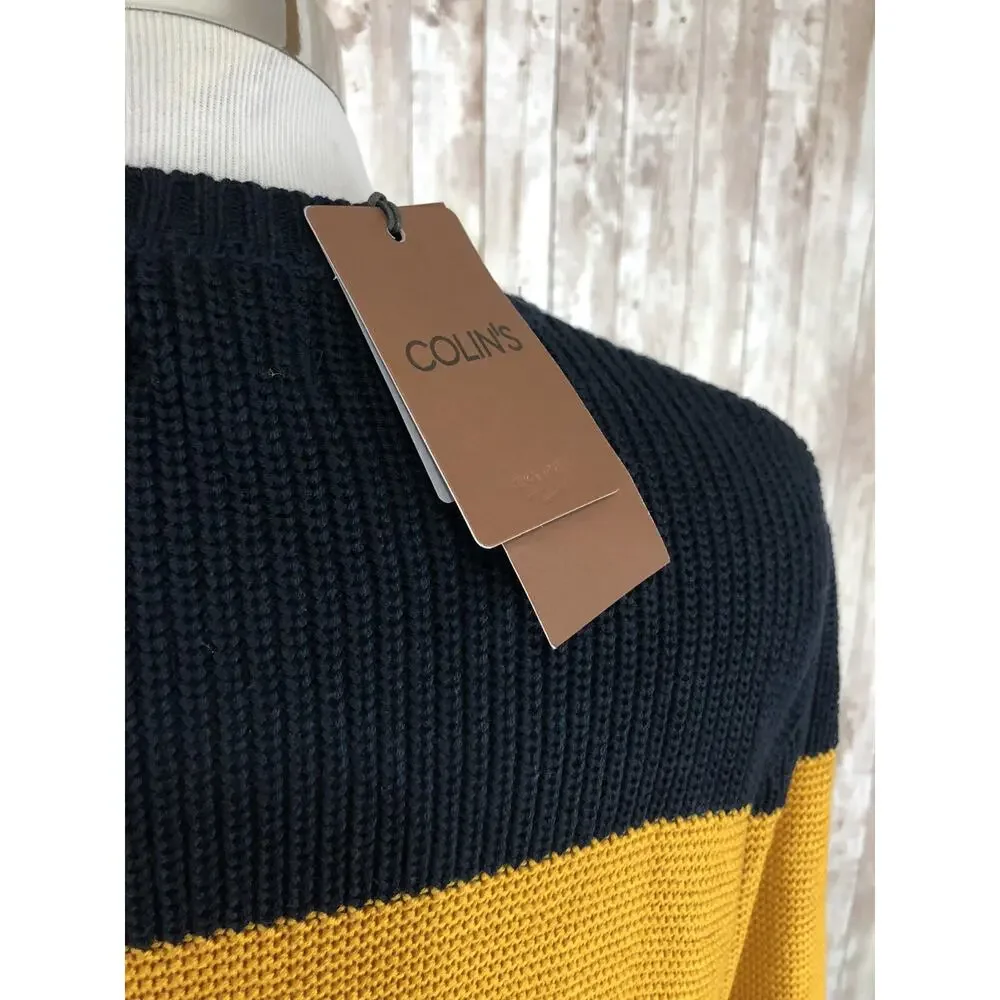 Colins Sweater Mens XL Slim Color Block Striped Acrylic Pullover Sweatshir N28